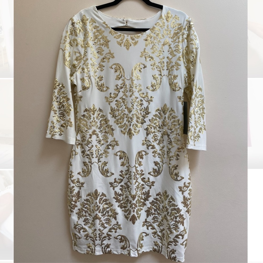 SINRGAN | White and gold sequin dress  XL